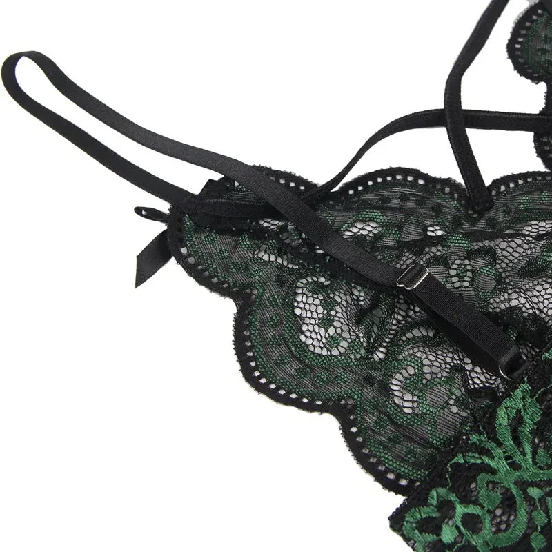 KissICON plus size sexy lingerie lace cross band embroidery decoration sexy bra panties lingerie set wholesale from M-5XL