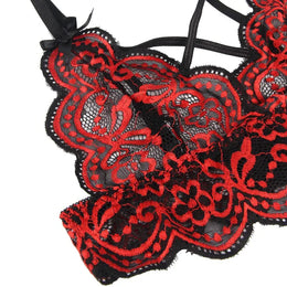 KissICON plus size sexy lingerie lace cross band embroidery decoration sexy bra panties lingerie set wholesale from M-5XL