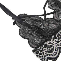 KissICON plus size sexy lingerie lace cross band embroidery decoration sexy bra panties lingerie set wholesale from M-5XL