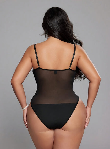 jkthpu-45 Plus Size Sexy Lingerie, Lace Transparent Bodysuit, Solid