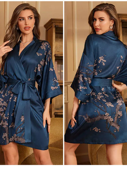 KissICON Plus Size Sexy Women Robe Sleepwear Silky Satin