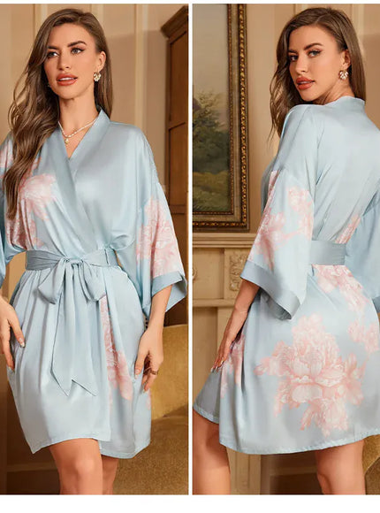 KissICON Plus Size Sexy Women Robe Sleepwear Silky Satin