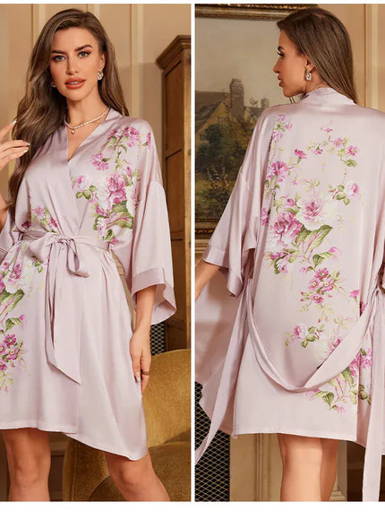 KissICON Plus Size Sexy Women Robe Sleepwear Silky Satin