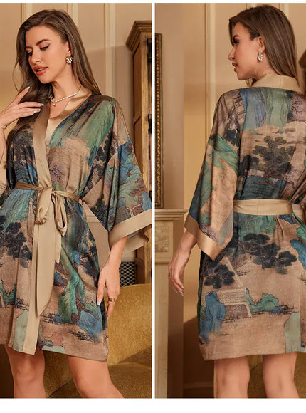 KissICON Plus Size Sexy Women Robe Sleepwear Silky Satin