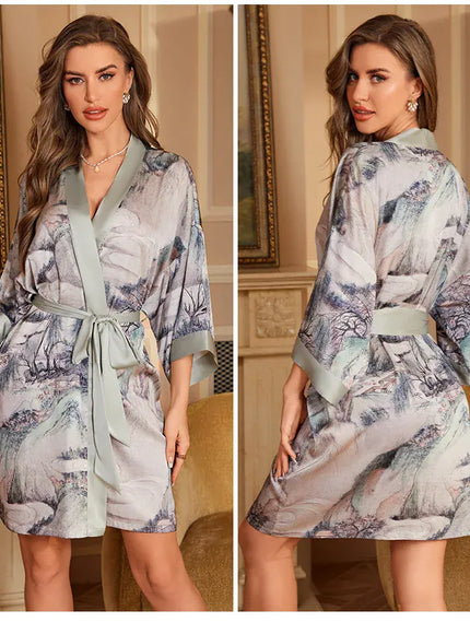KissICON Plus Size Sexy Women Robe Sleepwear Silky Satin