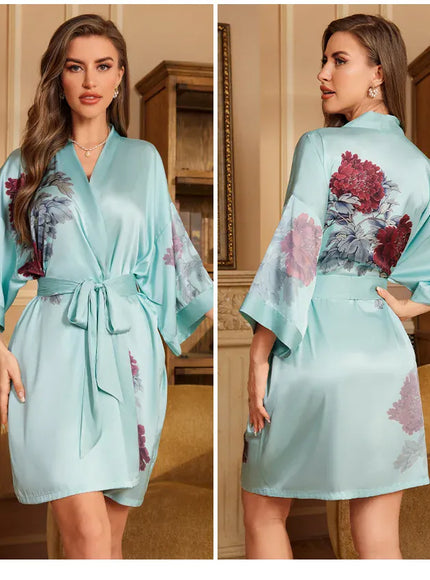 KissICON Plus Size Sexy Women Robe Sleepwear Silky Satin