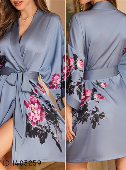 KissICON Plus Size Sexy Women Robe Sleepwear Silky Satin