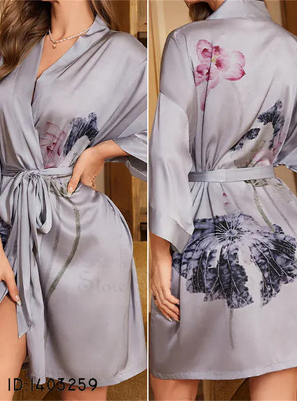 KissICON Plus Size Sexy Women Robe Sleepwear Silky Satin
