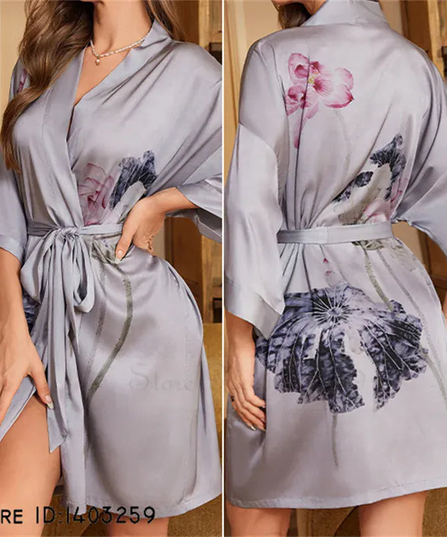 KissICON Plus Size Sexy Women Robe Sleepwear Silky Satin