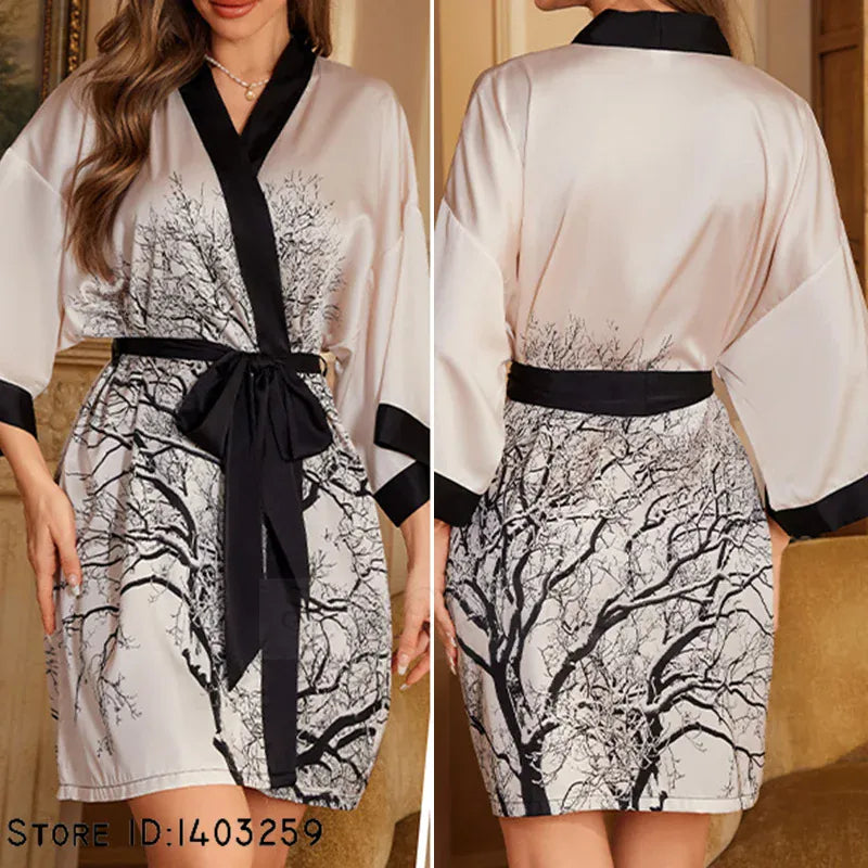 KissICON Plus Size Sexy Women Robe Sleepwear Silky Satin