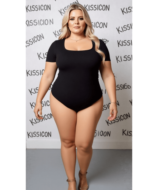 KissICON Plus Size Short Sleeve Bodysuit   Everyday Shaping Essential