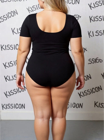 KissICON Plus Size Short Sleeve Bodysuit   Everyday Shaping Essential