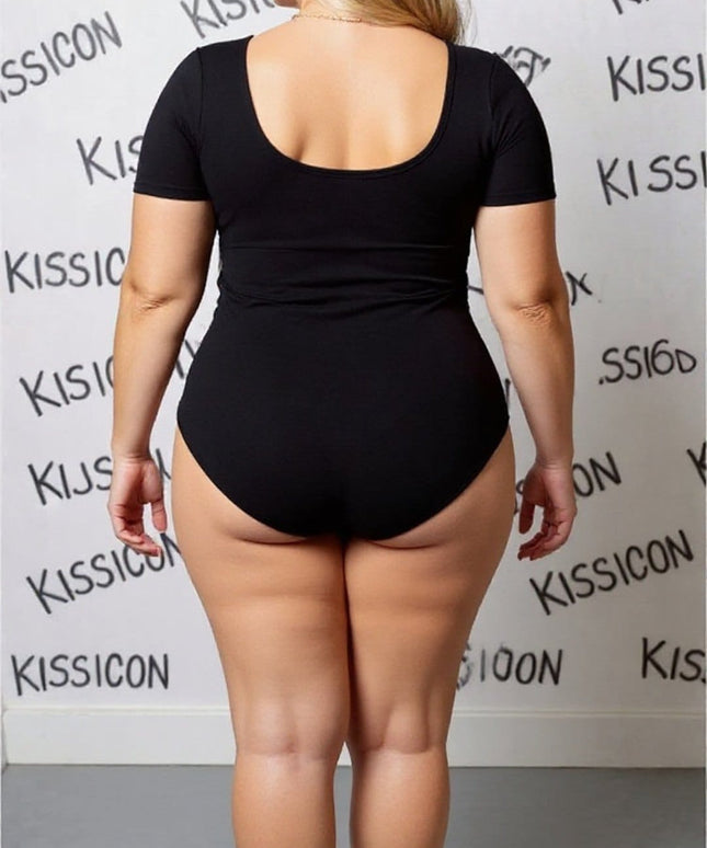 KissICON Plus Size Short Sleeve Bodysuit   Everyday Shaping Essential