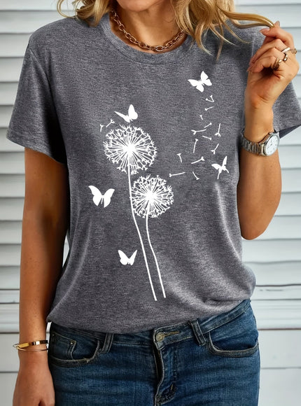 jkthpu-45 Plus Size Short Sleeve Casual Crew Neck Top,