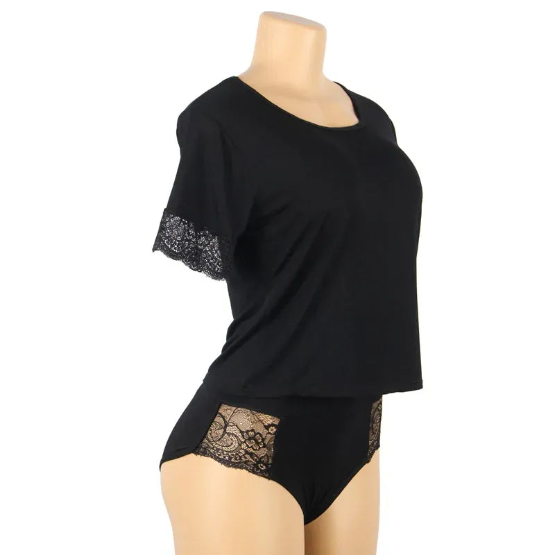 KissICON Plus Size Soft Modal Material sexy women lingerie sets pajama sets T-shirt and Panties Set for woman young ladiesfrom M-5XL