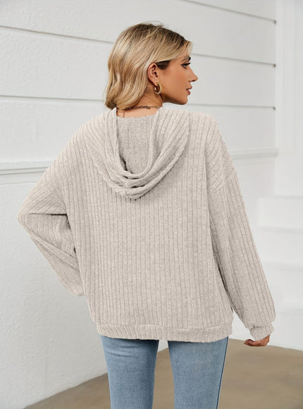 jkthpu-45 Plus Size Solid Colour Hooded Pullover Sweatshirt with Pockets – Black & Grey