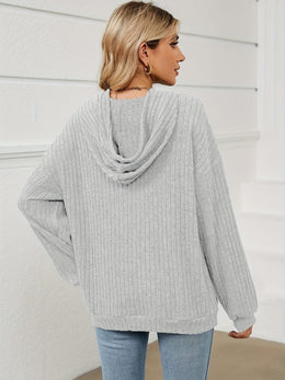 jkthpu-45 Plus Size Solid Colour Hooded Pullover Sweatshirt with Pockets – Black & Grey