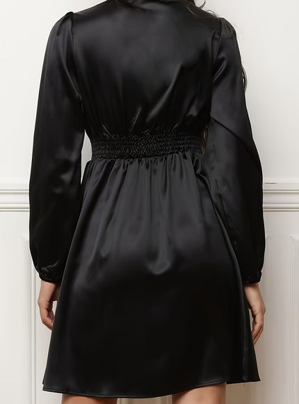 jkthpu-45 Plus Size, Spring, Summer, and Autumn New Elegant Satin High-Waist Minimalist Mini Dress