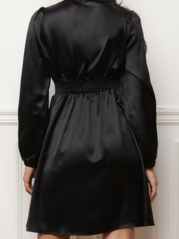 jkthpu-45 Plus Size, Spring, Summer, and Autumn New Elegant Satin High-Waist Minimalist Mini Dress