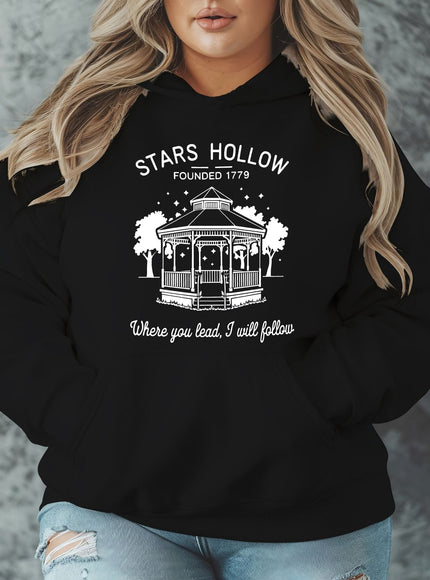 jkthpu-45 [Plus Size Stars Hollow Sweatshirt] Plus Size Stars