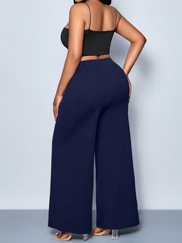 jkthpu-45 Plus Size Straight Leg Knit Trousers – Black & Navy Blue
