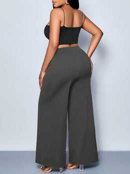 jkthpu-45 Plus Size Straight Leg Knit Trousers – Black & Navy Blue
