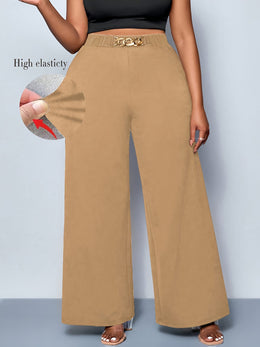 jkthpu-45 Plus Size Straight Leg Knit Trousers – Black & Navy Blue