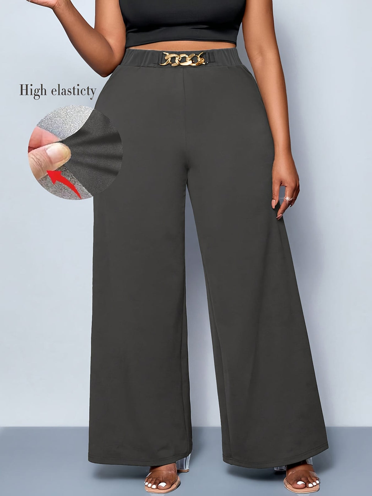 jkthpu-45 Plus Size Straight Leg Knit Trousers – Black & Navy Blue