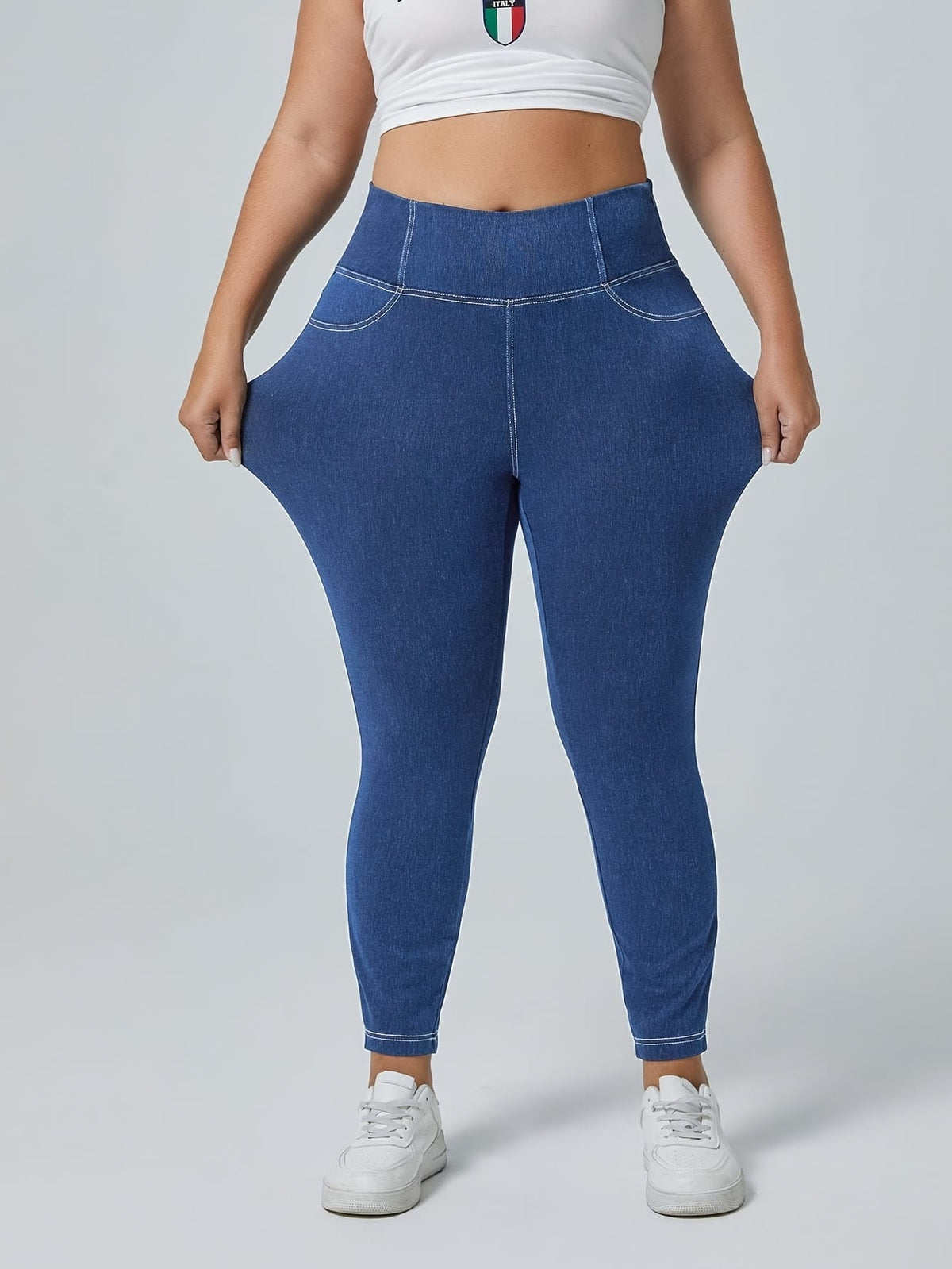 jkthpu-45 Plus Size Stretch Denim Jeans - High Elasticity