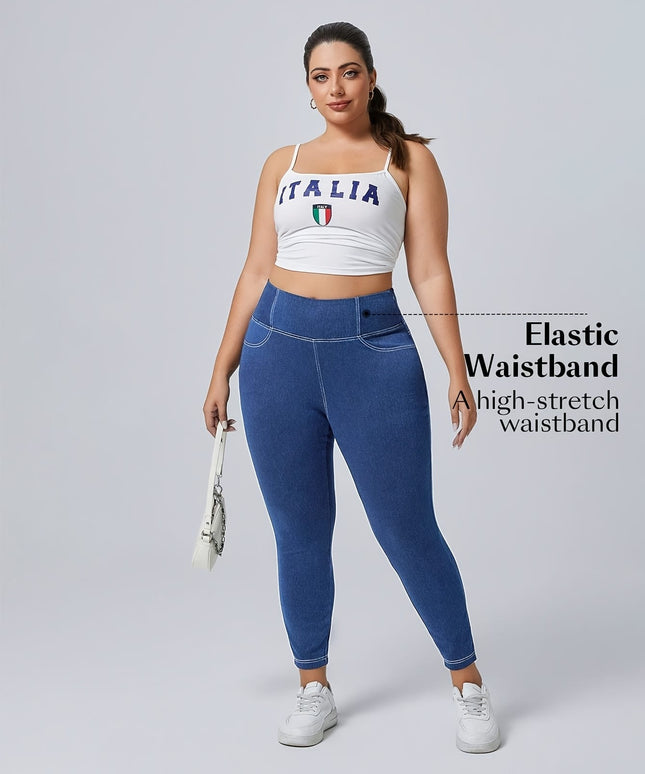 jkthpu-45 Plus Size Stretch Denim Jeans - High Elasticity