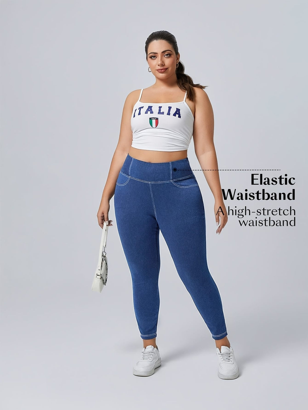 jkthpu-45 Plus Size Stretch Denim Jeans - High Elasticity