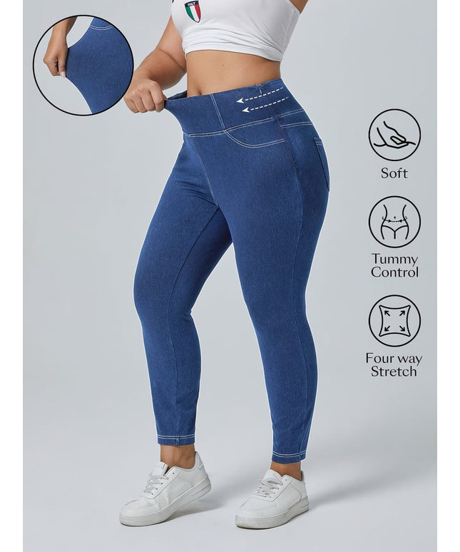 jkthpu-45 Plus Size Stretch Denim Jeans - High Elasticity