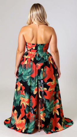 KISSICON Plus Size Summer Printed V-Neck Spaghetti Strap Dress – Casual Beach Holiday Style