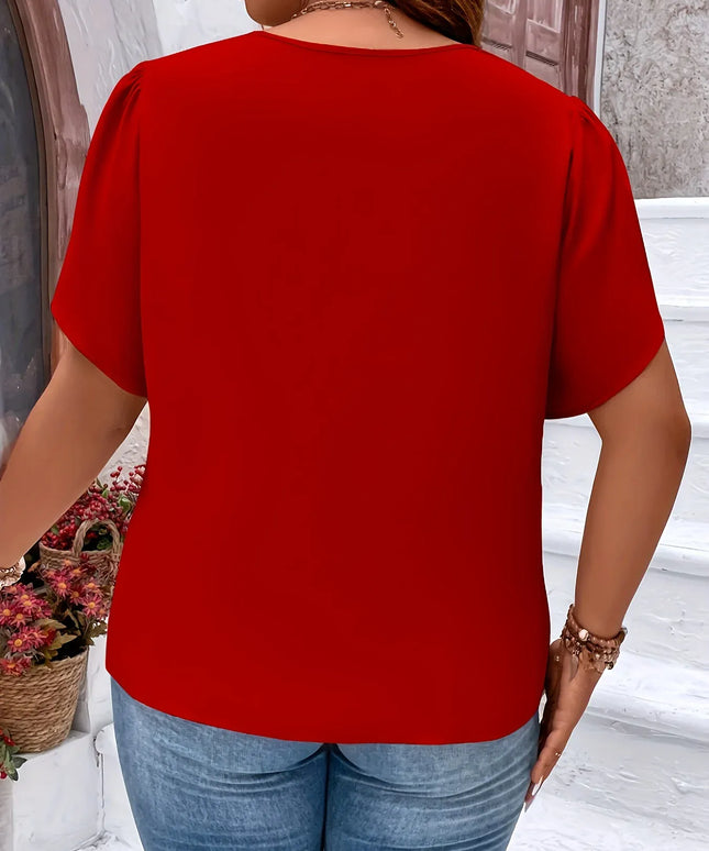KissICON Plus Size Summer Women Elegant Zipper Chiffon Blouses Shirt Casual Office Lady Sollid Tops V Neck Female Clothing