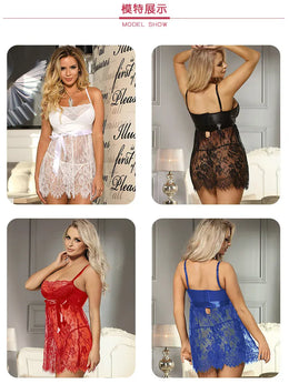 KissICON Plus Size transparent eyelash lace woman sexy babaydoll chemise from M-5XL four colours
