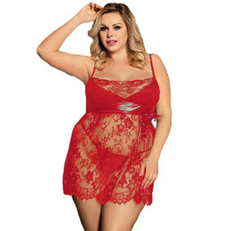 KissICON Plus Size transparent eyelash lace woman sexy babaydoll chemise from M-5XL four colours