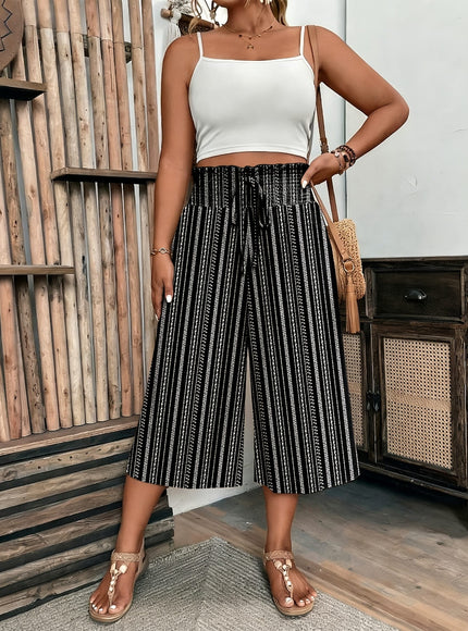 jkthpu-45 Plus Size Tropical WideLeg Pants for Summer Bliss