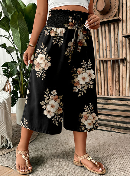 jkthpu-45 Plus Size Tropical WideLeg Pants for Summer Bliss