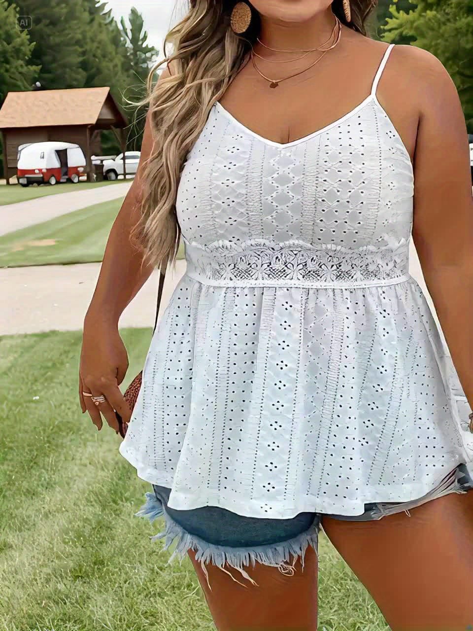 KissICON Plus Size - Two-Piece Set Plus Size Eyelet