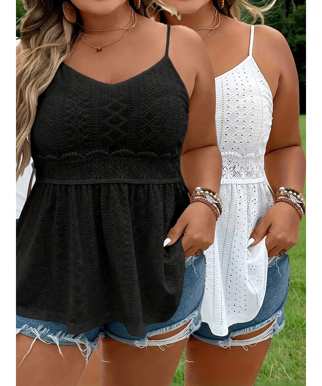 KissICON Plus Size - Two-Piece Set Plus Size Eyelet