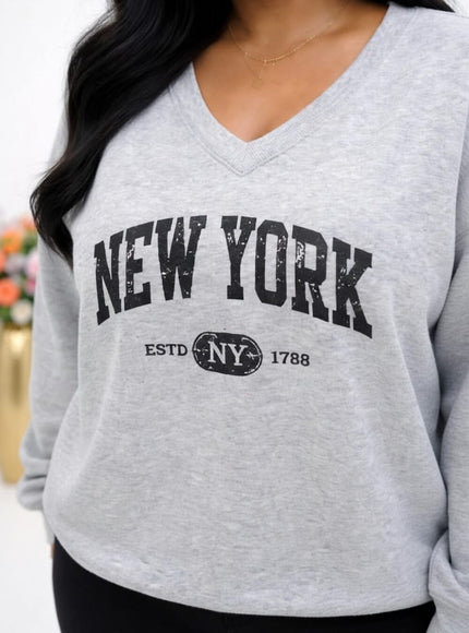 KissICON Hoodie Plus Size V-Neck Letter Print Sports Hoodie Sweater