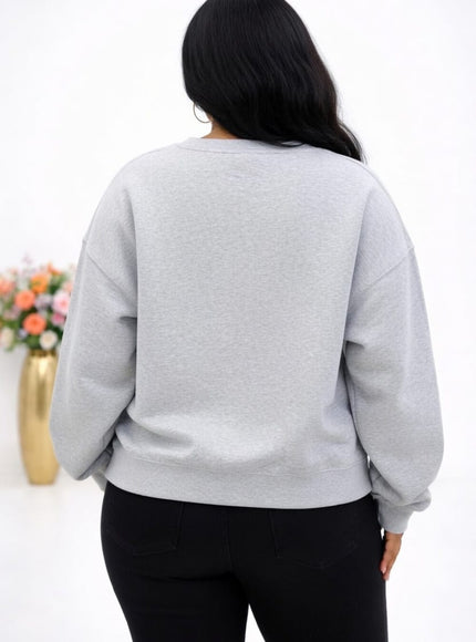 KissICON Hoodie Plus Size V-Neck Letter Print Sports Hoodie Sweater