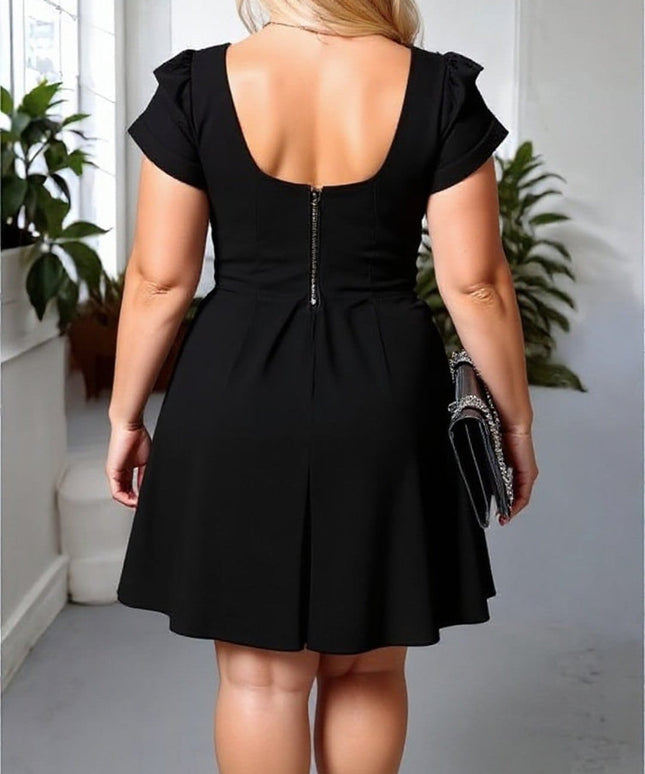 KISSICON DRESS Plus Size V-Neck Short Sleeve Mini Dress – Sexy