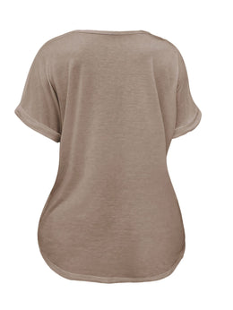 jkthpu-45 Plus Size VNeck Heart Print Batwing Tee