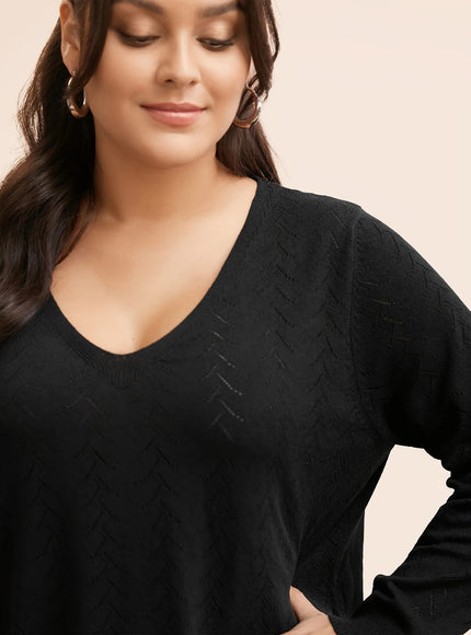 jkthpu-45 Plus Size Watermelon Red Asymmetric V-Neck Knit Pullover Sweater