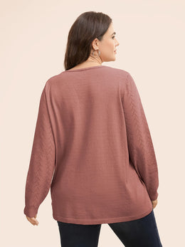 jkthpu-45 Plus Size Watermelon Red Asymmetric V-Neck Knit Pullover Sweater