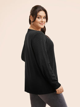 jkthpu-45 Plus Size Watermelon Red Asymmetric V-Neck Knit Pullover Sweater
