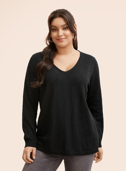 jkthpu-45 Plus Size Watermelon Red Asymmetric V-Neck Knit Pullover Sweater