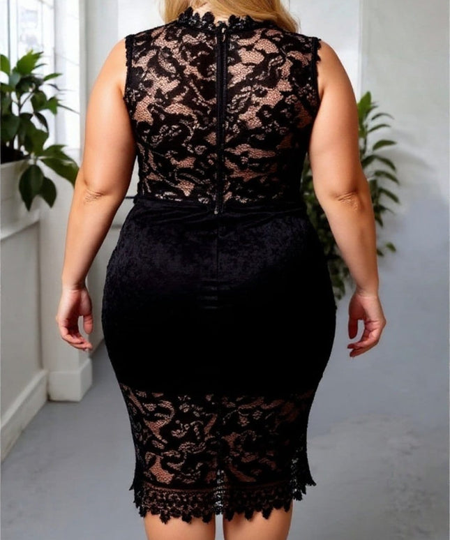KissICON Plus Size White Lace Midi Dress – Cap Sleeve Elegant Mermaid Style Party & Wedding Outfit