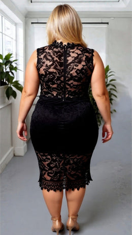 KissICON Plus Size White Lace Midi Dress – Cap Sleeve Elegant Mermaid Style Party & Wedding Outfit